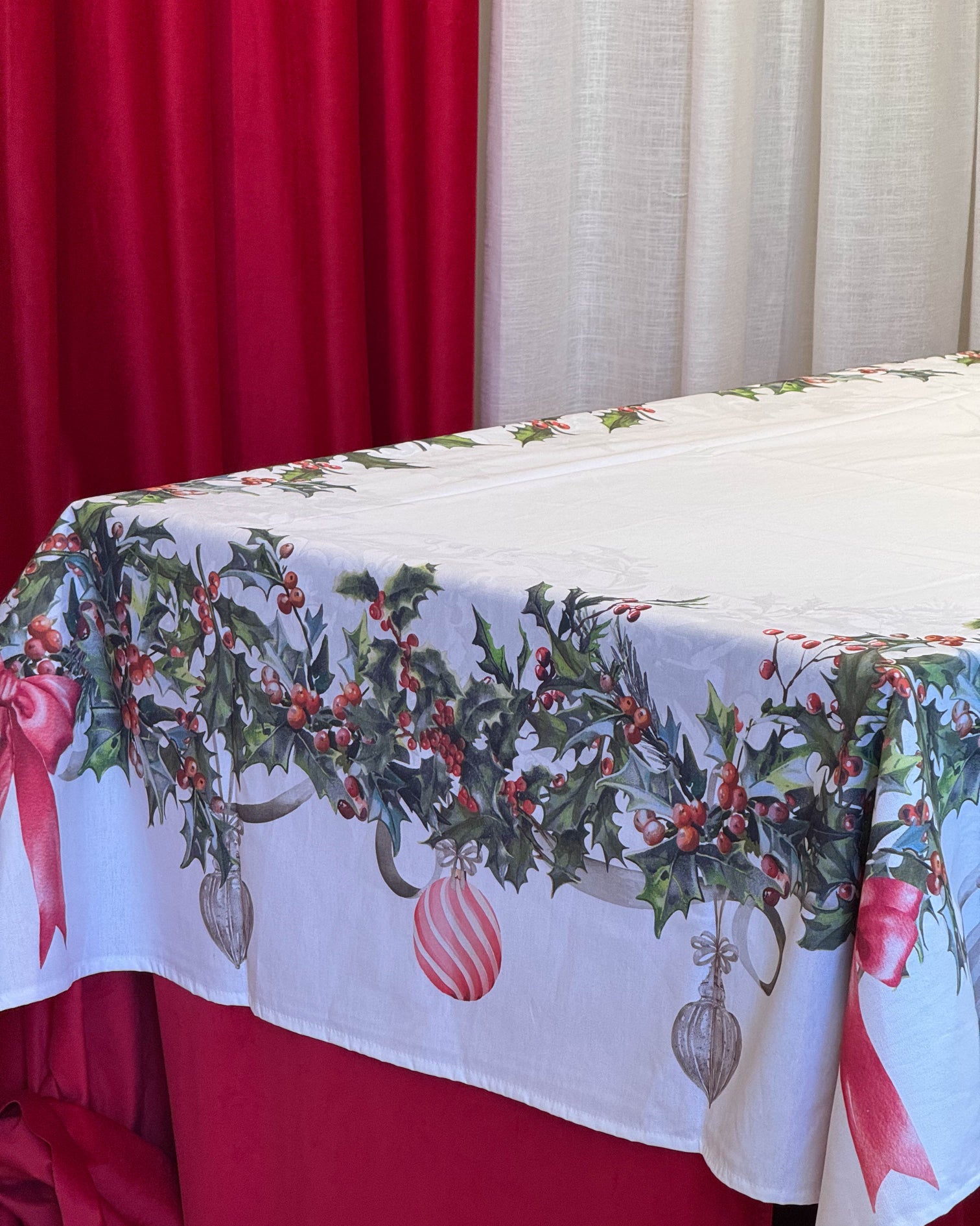 Tovaglia fiocco e vischio